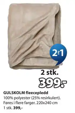 JYSK GULSKOLM fleecepledd tilbud