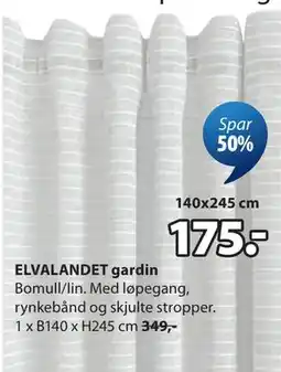 JYSK ELVALANDET gardin tilbud