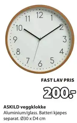 JYSK ASKILD veggklokke tilbud