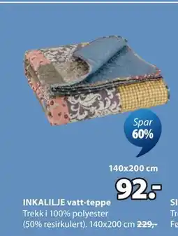 JYSK INKALILJE vatt-teppe tilbud