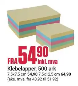 Europris Klebelapper, 500 ark tilbud
