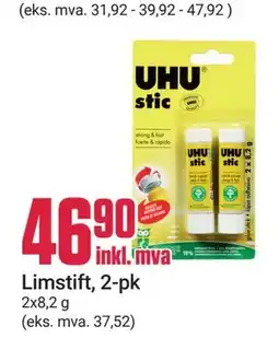 Europris Limstift, 2-pk tilbud