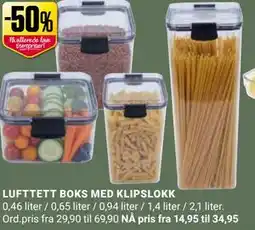 Europris LUFTTETT BOKS MED KLIPSLOKK tilbud
