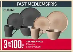 Europris SERVISE VIDDA, Medlemspris tilbud