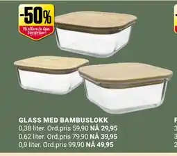 Europris GLASS MED BAMBUSLOKK tilbud