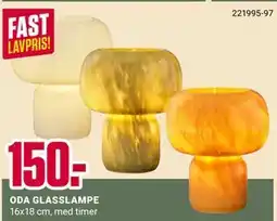 Europris ODA GLASSLAMPE tilbud