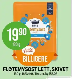 Kiwi FLØTEMYSOST LETT, SKIVET tilbud