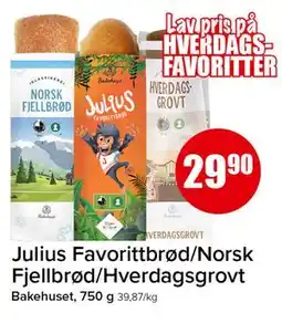 Spar Julius Favorittbrød/Norsk Fjellbrød/Hverdagsgrovt tilbud