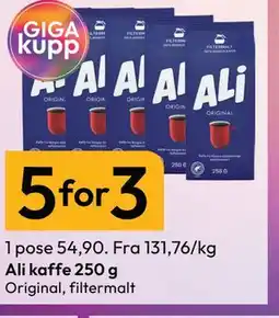 Gigaboks Ali kaffe 250 g tilbud