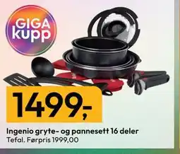 Gigaboks Ingenio gryte- og pannesett 16 deler tilbud