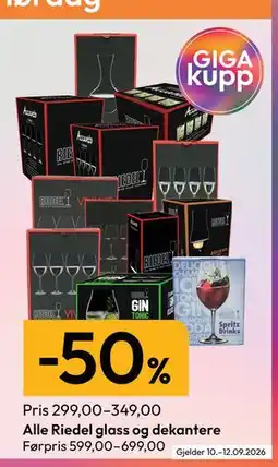 Gigaboks Alle Riedel glass og dekantere tilbud