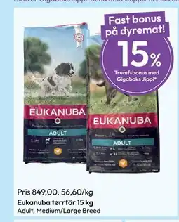 Gigaboks Eukanuba tørrfôr 15 kg tilbud