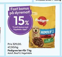 Gigaboks Pedigree tørrfôr 7 kg tilbud