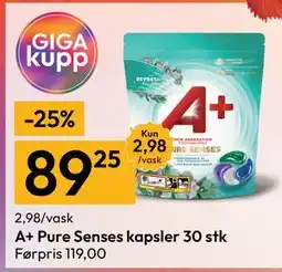 Gigaboks A+ Pure Senses kapsler 30 stk tilbud