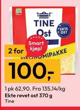 Gigaboks Tine Ekte revet ost 370 g tilbud