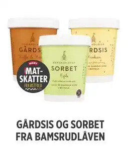 Meny GÅRDSIS OG SORBET FRA BAMSRUDLÅVEN tilbud