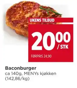 Meny Baconburger tilbud