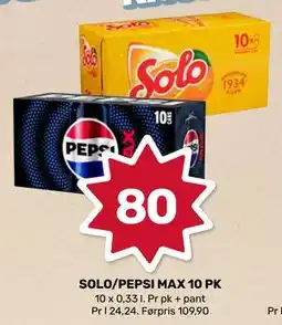 Coop Marked SOLO/PEPSI MAX 10 PK tilbud