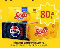 Coop Prix SOLO/SOLO SUPER/PEPSI MAX 10 PK tilbud