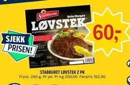 Coop Prix STABBURET LØVSTEK 2 PK tilbud