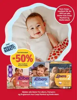 Coop Marked Libero, Pampers og Änglamark bleier tilbud