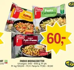 Coop Prix FINDUS MIDDAGSRETTER tilbud