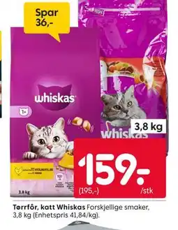 Rusta Tørrfôr, katt Whiskas tilbud