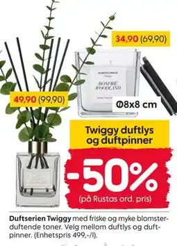 Rusta Twiggy duftlys og duftpinner tilbud