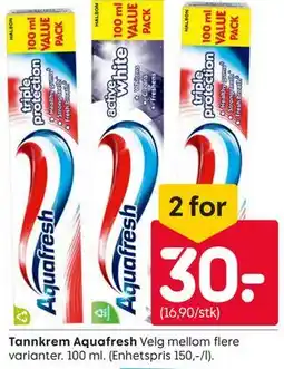 Rusta Tannkrem Aquafresh tilbud