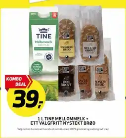 Bunnpris 1 L TINE MELLOMMELK + ETT VALGFRITT NYSTEKT BRØD tilbud