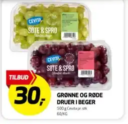 Bunnpris GRØNNE OG RØDE DRUER I BEGER tilbud