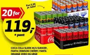 COCA-COLA SLEEK M/U SUKKER, FANTA CRIMSON CHERRY, FANTA ORANGE ZERO OG URGE