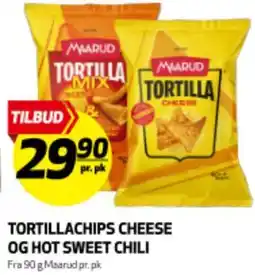 Bunnpris TORTILLACHIPS CHEESE OG HOT SWEET CHILI tilbud