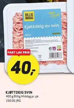 Bunnpris KJØTTDEIG SVIN tilbud