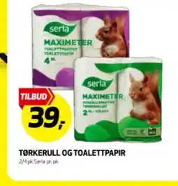 Bunnpris TØRKERULL OG TOALETTPAPIR tilbud