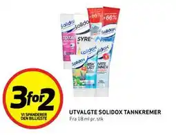 Bunnpris UTVALGTE SOLIDOX TANNKREMER tilbud