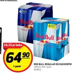 Bunnpris RED BULL REGULAR OG SUKKERFRI tilbud
