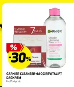 Bunnpris GARNIER CLEANSER+M OG REVITALIFT DAGKREM tilbud
