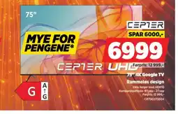 POWER Cepter UHD 75" 4K Google TV tilbud