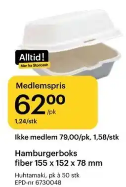 Storcash Huhtamaki hamburgerboks fiber tilbud