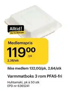 Storcash Huhtamaki varmmatboks 3 rom PFAS-fri tilbud