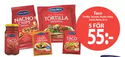 MaxiMat Töcksfors Santa Maria Taco Tortilla, Tacosás, Nacho chips tilbud