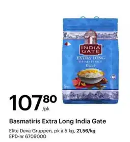 Storcash India Gate Basmatiris Extra Long tilbud