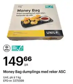 Storcash Unil money bag dumplings med reker asc tilbud