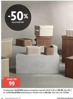 Bohus ELLEFSEN oppbevaringsboks med lokk 32x21 H 20 cm tilbud