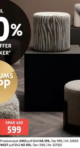 Bohus JIMO puff Ø40 tilbud