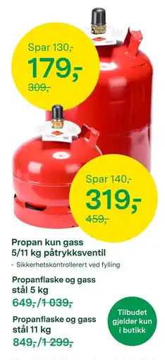Felleskjøpet Propan kun gass tilbud