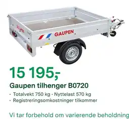 Felleskjøpet Gaupen tilhenger B0720 tilbud
