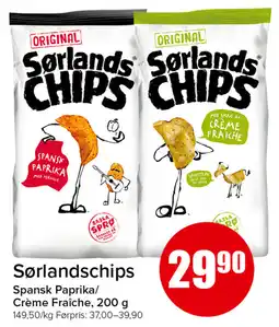 Eurospar Sørlandschips Spansk Paprika/Crème Fraîche tilbud
