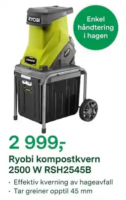 Felleskjøpet Ryobi kompostkvern 2500 W RSH2545B tilbud